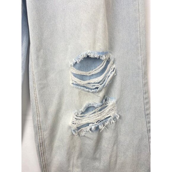 NEW Almost Famous‎ Juniors' Baggy Ripped Wide-Leg Jeans Light Wash Size 3 Denim - Picture 3 of 7